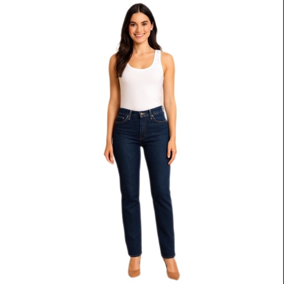 Lauren Ralph Lauren Straight Leg Dark Wash Jeans, 2 - Picture 1 of 5